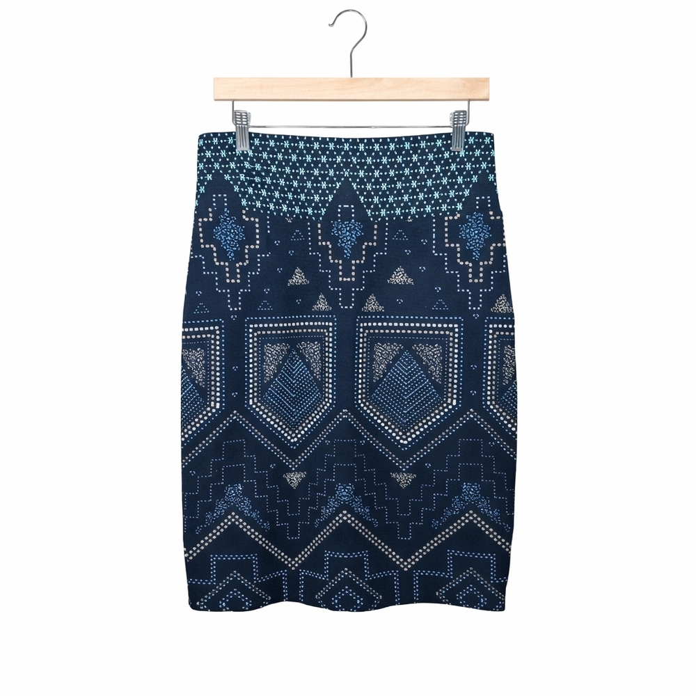 LuLaRoe Elegant Black and Blue Geometric Pencil Skirt